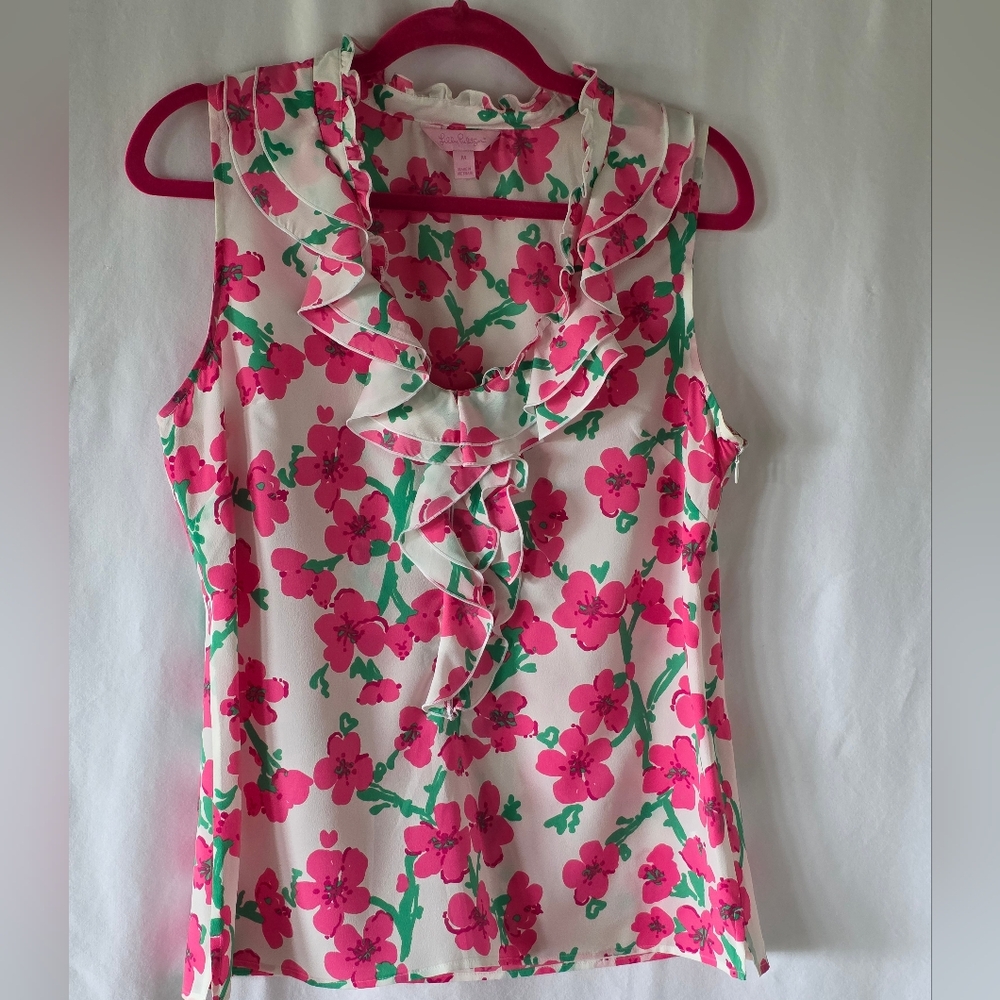 Lilly Pulitzer Floral Blouse SZ M, $38